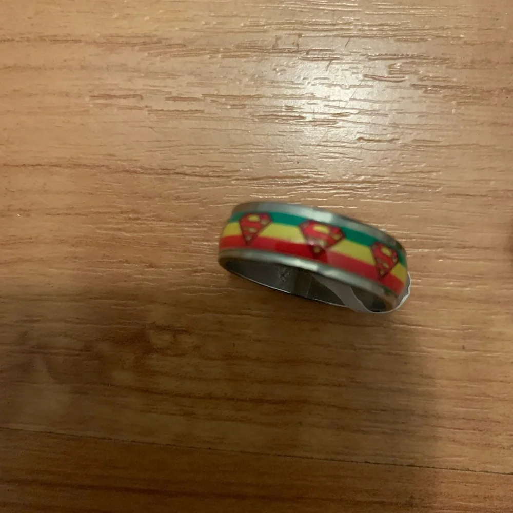 Superman Hero Men's Fashion Ring Stainless Steel Round Band Colorful - Picture 1 of 14